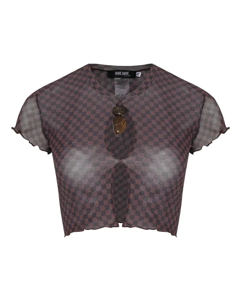 Amir Slama x Jade Picon cut-out cropped T-shirt - Braun Braun
