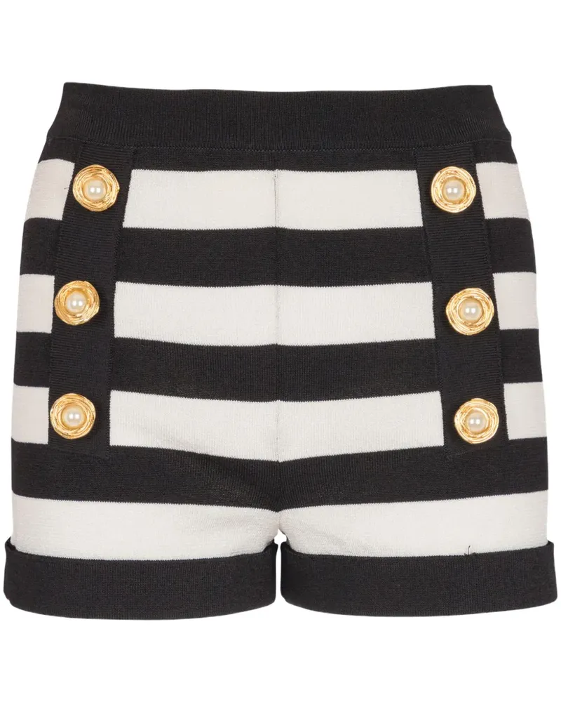 Balmain Matiniere Shorts mit Knopfdetail - Schwarz Schwarz
