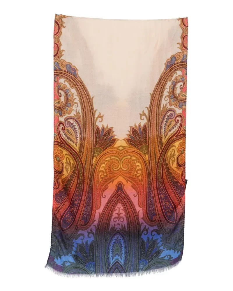 Etro Ausgefranster Schal mit Paisley-Print - Rot Rot