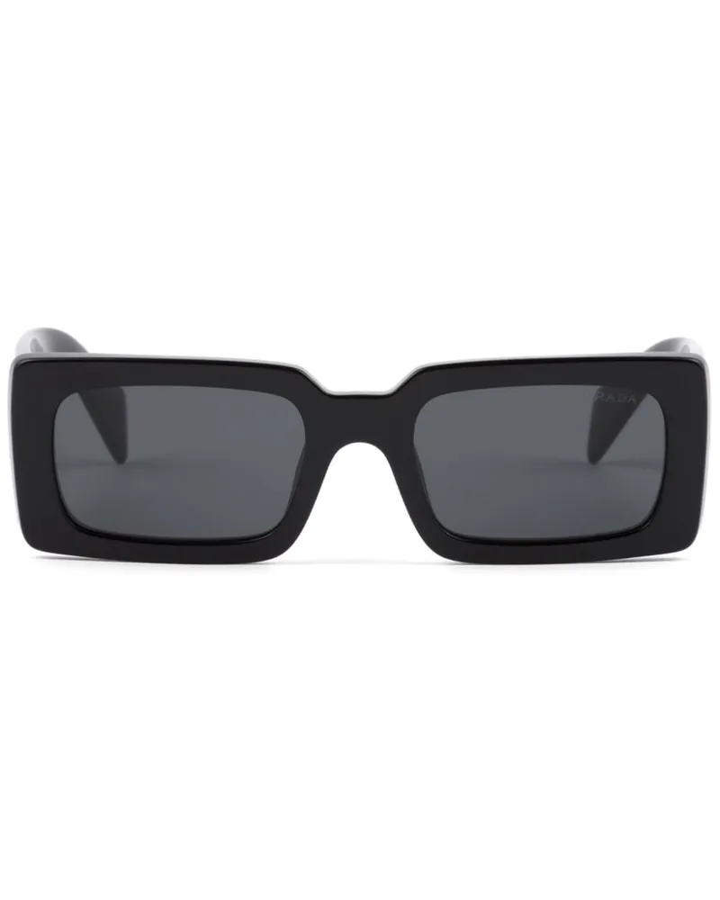 Prada Eckige Sonnenbrille mit Logo-Schild - Schwarz Schwarz