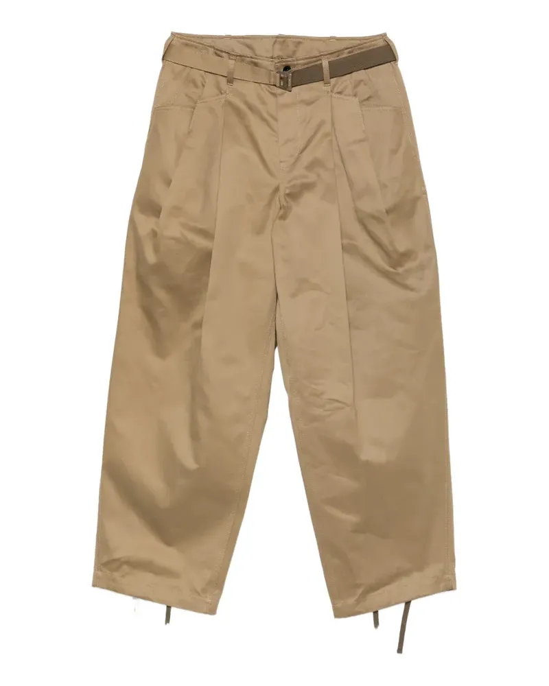 Sacai belted pleated trousers - Nude Nude