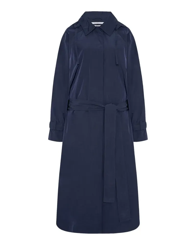 Another Tomorrow belted hooded trench coat - Blau Blau