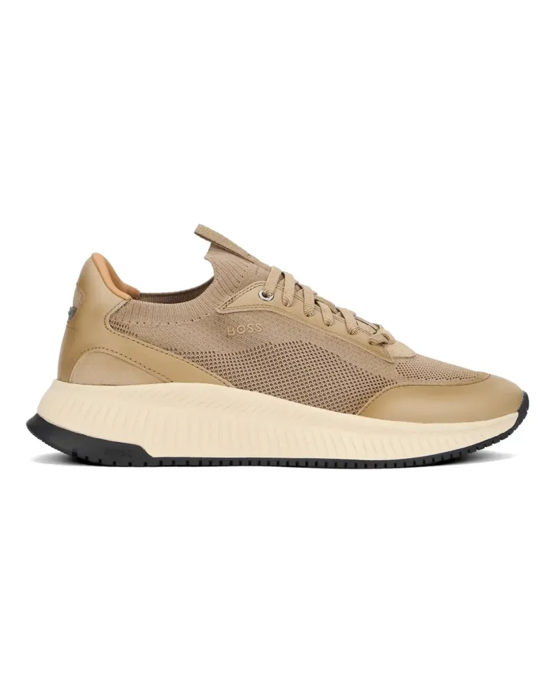 HUGO BOSS Slon mesh-upper leather-trim sneakers - Nude Nude