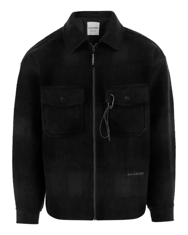 and wander flap-pocket zip jacket - Schwarz Schwarz