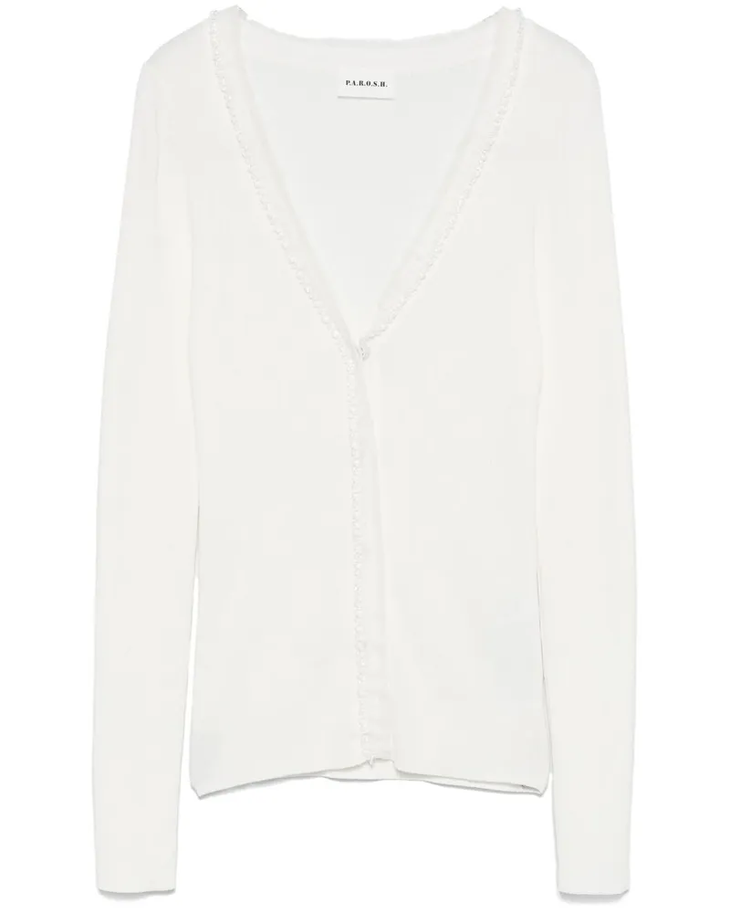 P.A.R.O.S.H. P.A.R.O H. Cardigan mit Perlen - Weiß Weiß