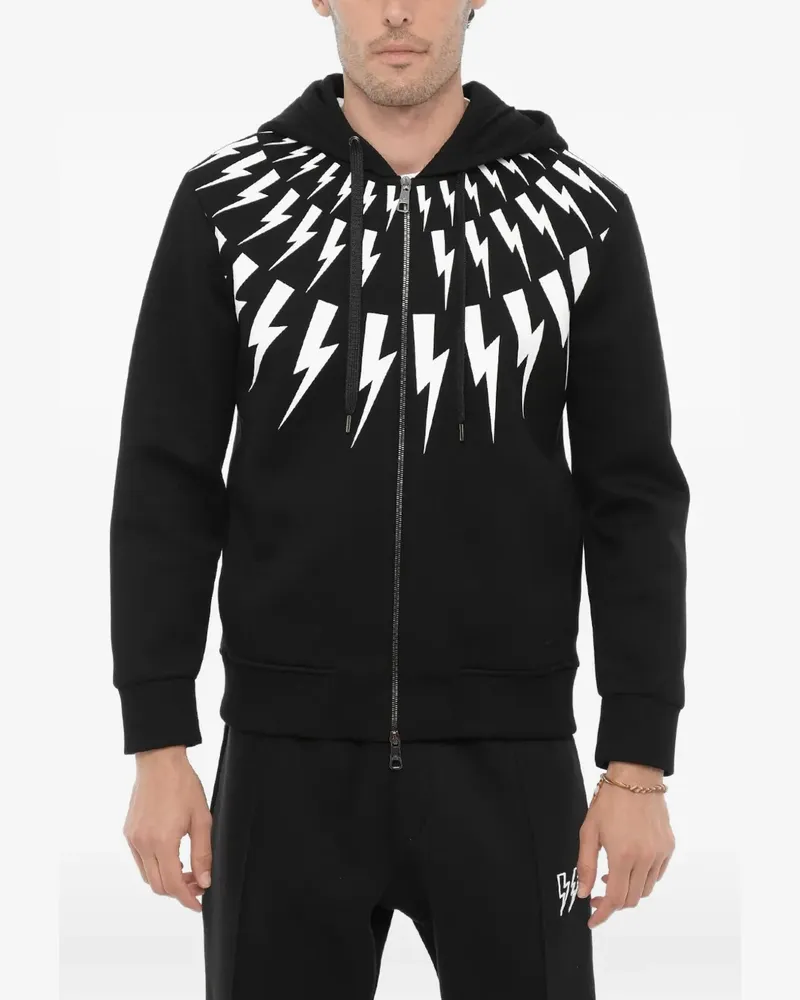 Neil Barrett Fairisle Thunderbolt hoodie - Schwarz Schwarz