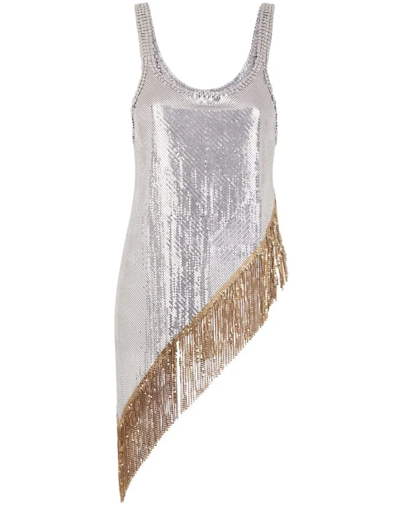 Paco Rabanne Top mit Fransensaum - Silber Silber