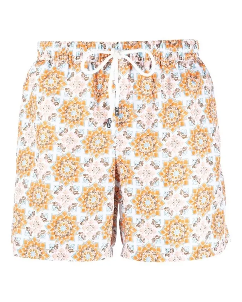 Fedeli Madeira Badeshorts mit Print - Weiß Weiß