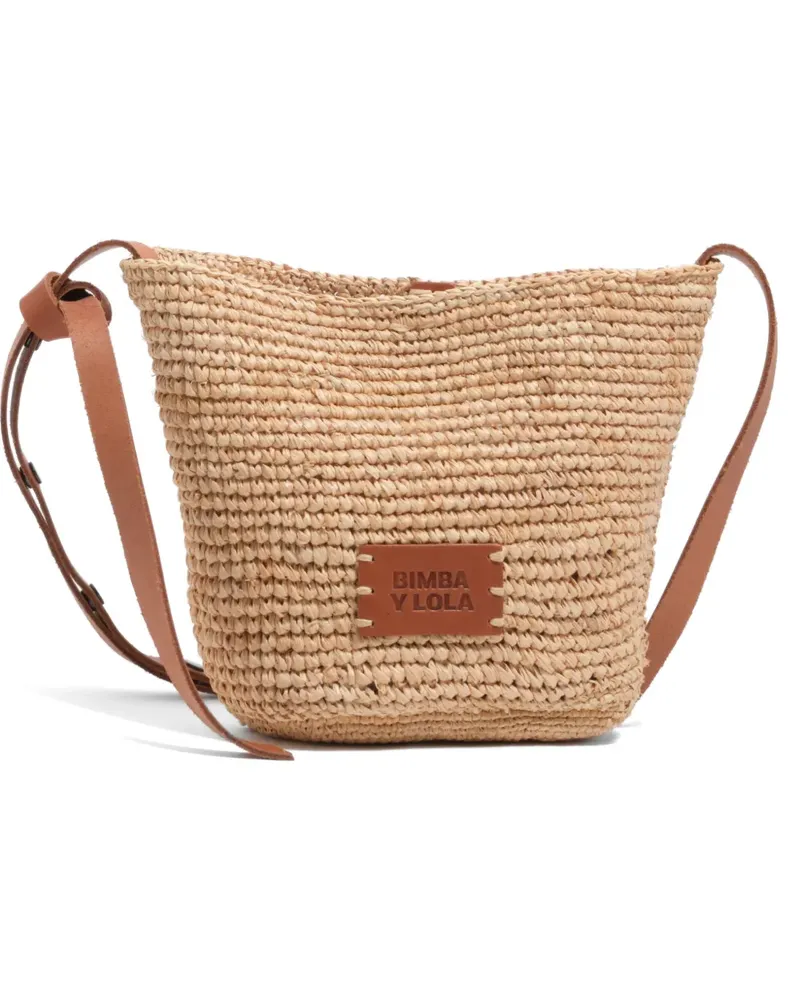 BIMBA Y LOLA Kleine Schultertasche mit Logo-Patch - Nude Nude