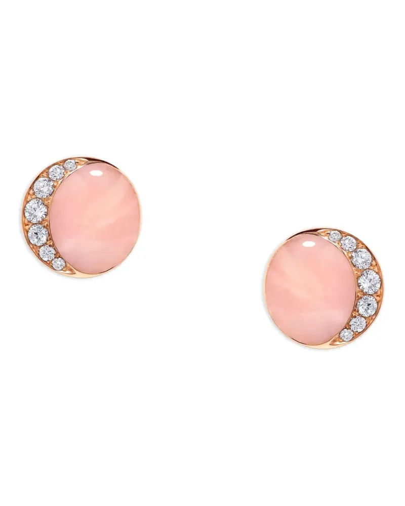 David Morris Runde 18kt Fortuna Rotgoldohrringe mit Diamant - Rosa Rosa