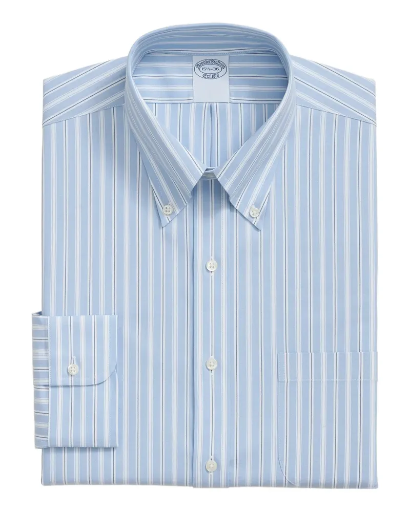 Brooks Brothers Gestreiftes Pinpoint Hemd - Blau Blau