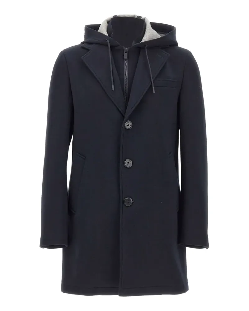 Manuel Ritz drawstring-hood bib-insert coat - Blau Blau