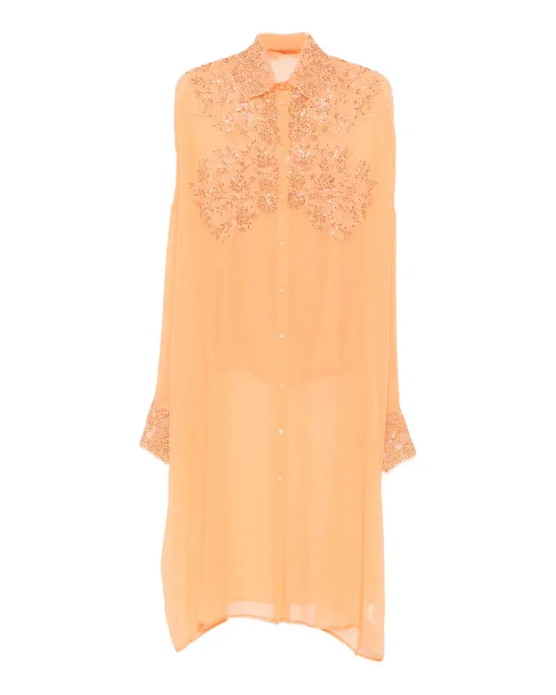 Ermanno Scervino embroidered sequin-embellished midi dress - Orange Orange