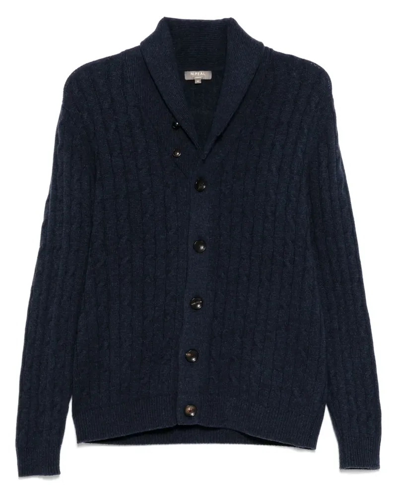 N.Peal Garrick Shawl Cable Cardigan - Blau Blau