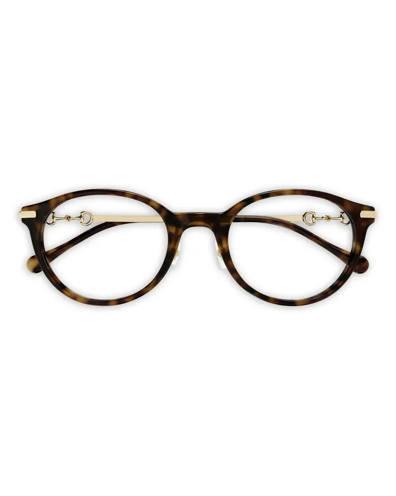 Gucci Runde Horsebit Brille - Braun Braun