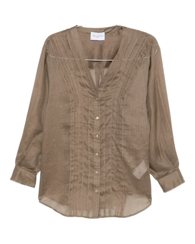 Isabelle Blanche pin-tuck V-neck blouse - Grün Grün
