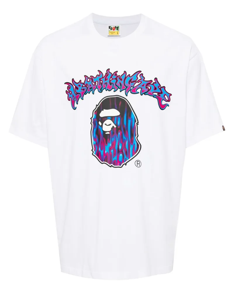 BAPE T-Shirt mit Mad Flame Ape Head-Print - Weiß Weiß