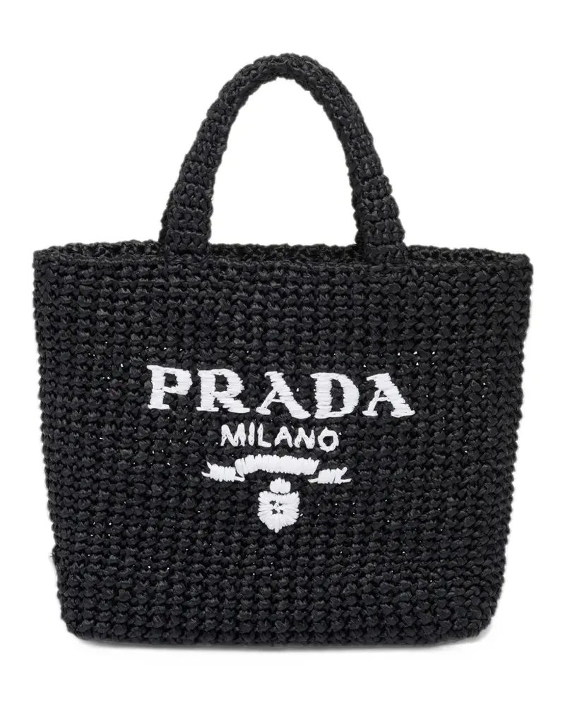 Prada Shopper mit Logo-Stickerei - Schwarz Schwarz