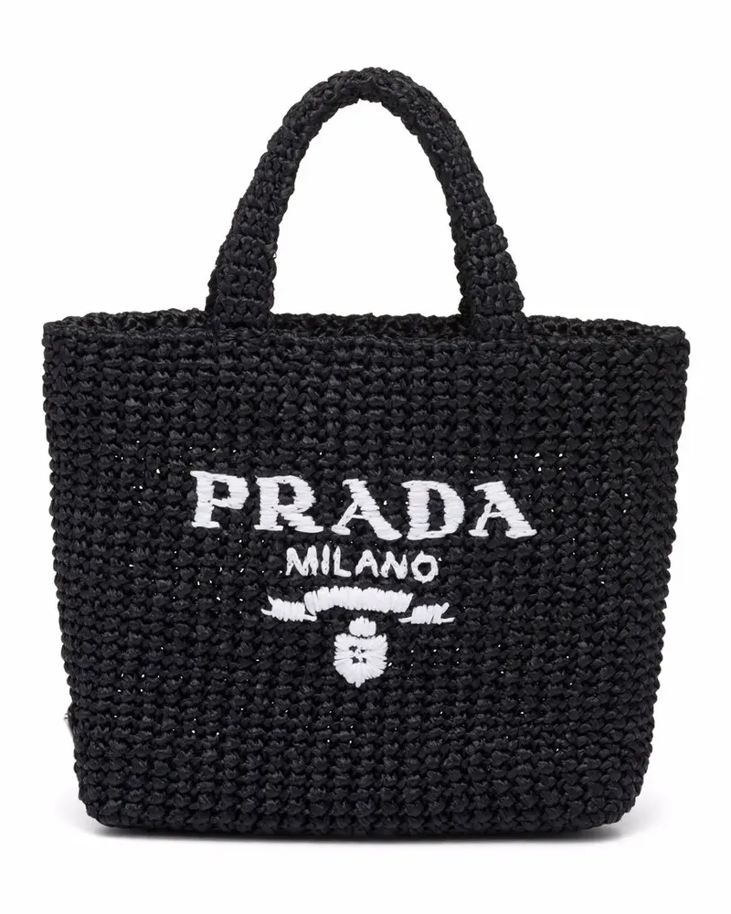 Prada Shopper mit Logo-Stickerei - Schwarz Schwarz