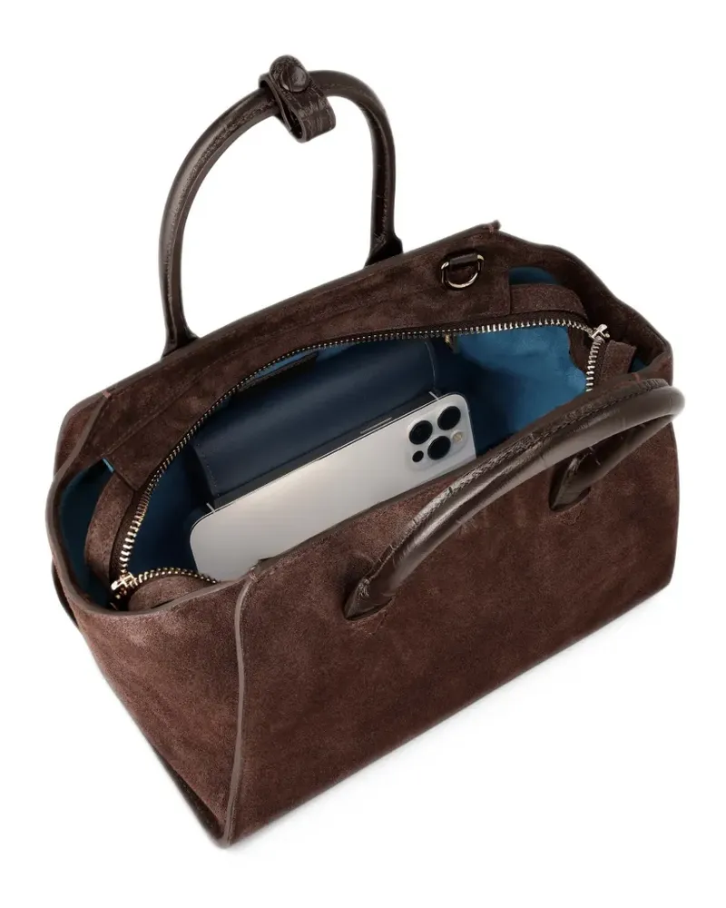 KAAI Mini Voyager Tote Bag aus Wildleder mit Kroko-Effekt - Braun Braun