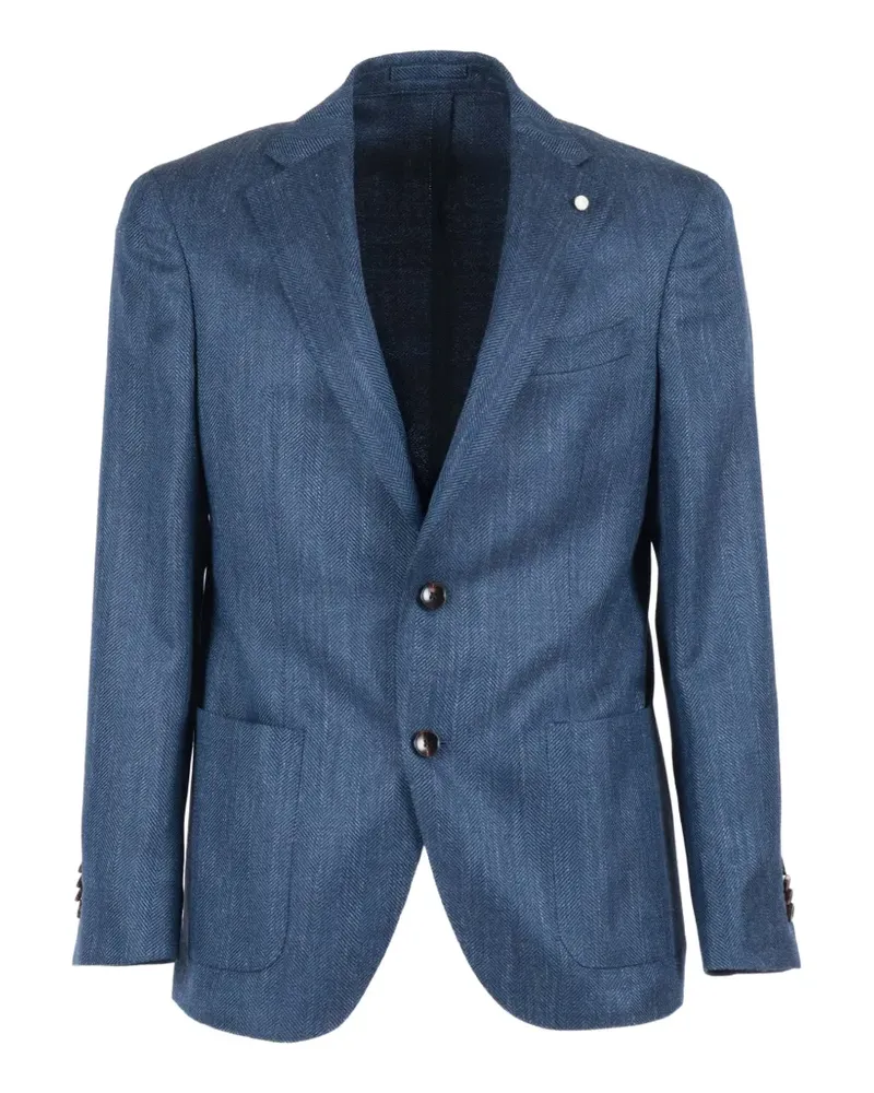 Luigi Bianchi Mantova herringbone single-breasted blazer - Blau Blau