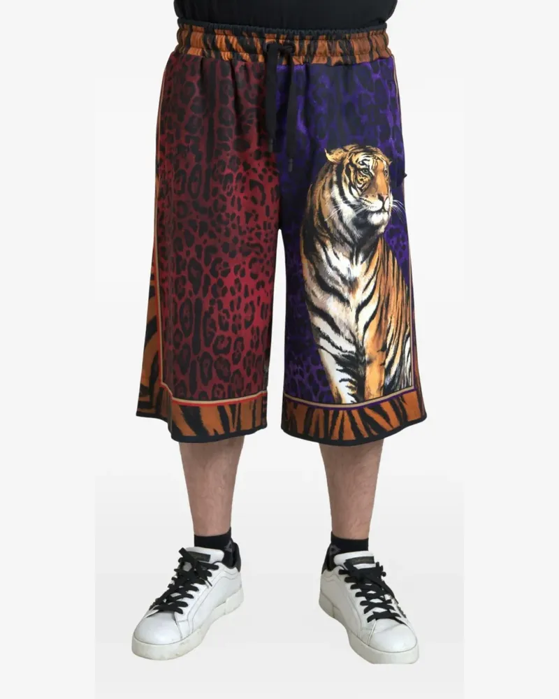 Dolce & Gabbana Leoparden-Shorts mit Tigerprint - Rot Rot