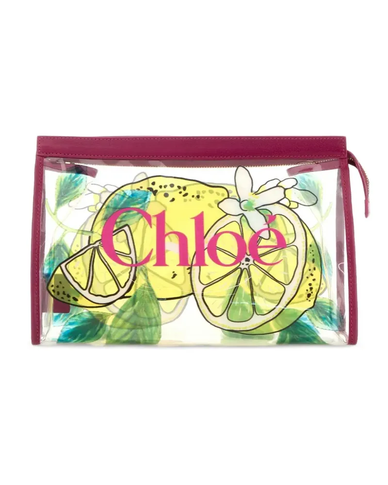 Chloé Soleil Clutch mit Zitrus-Print - Weiß Weiß
