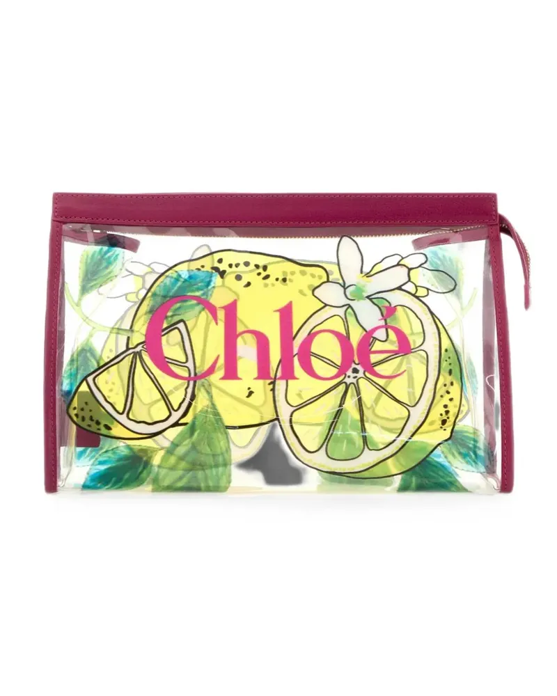 Chloé Soleil lemon-print clutch bag - Weiß Weiß