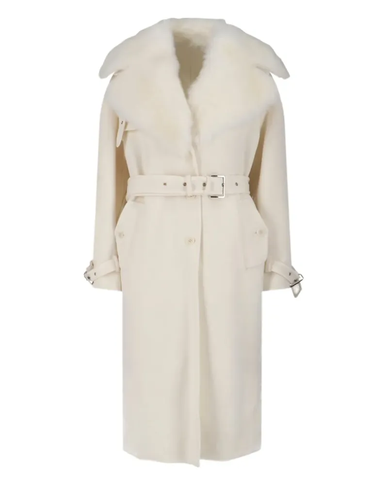 Ermanno Scervino Mantel mit Pelzkragen - Weiß Weiß