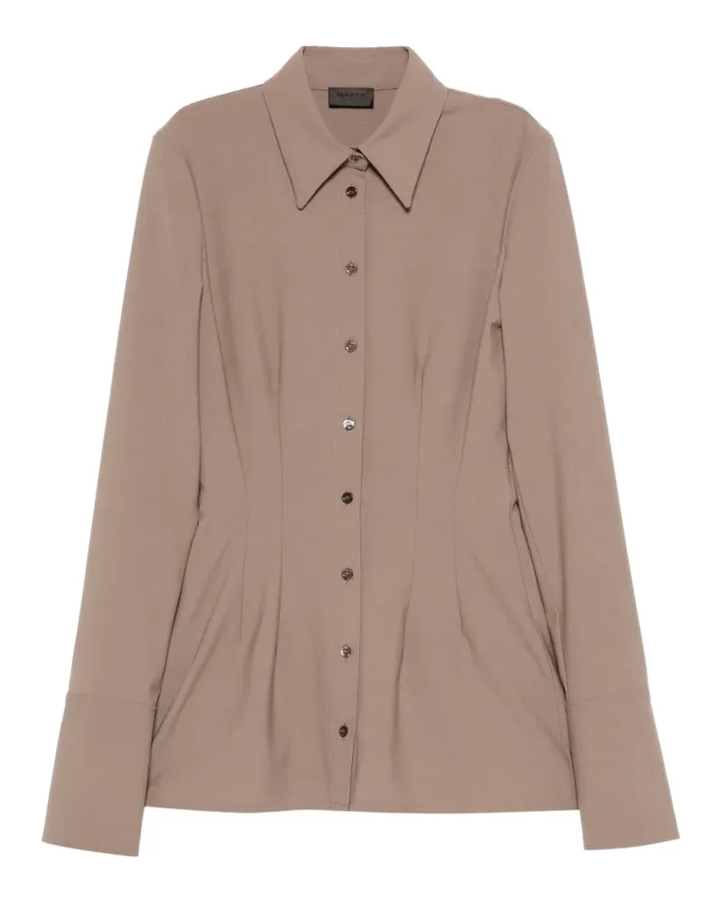Thierry Mugler button-down pleated-design shirt - Braun Braun