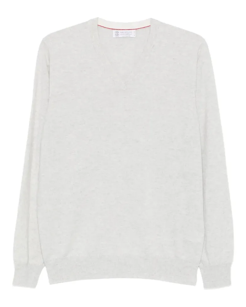 Brunello Cucinelli Kaschmirpullover mit V-Ausschnitt - Grau Grau