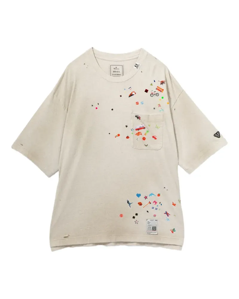 MIHARAYASUHIRO T-Shirt mit verziertem Print - Nude Nude