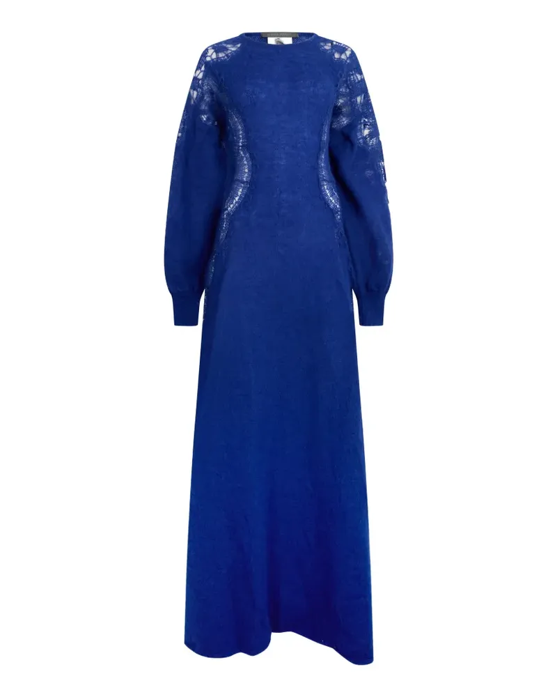 Alberta Ferretti lace-insert long-sleeve maxi dress - Blau Blau