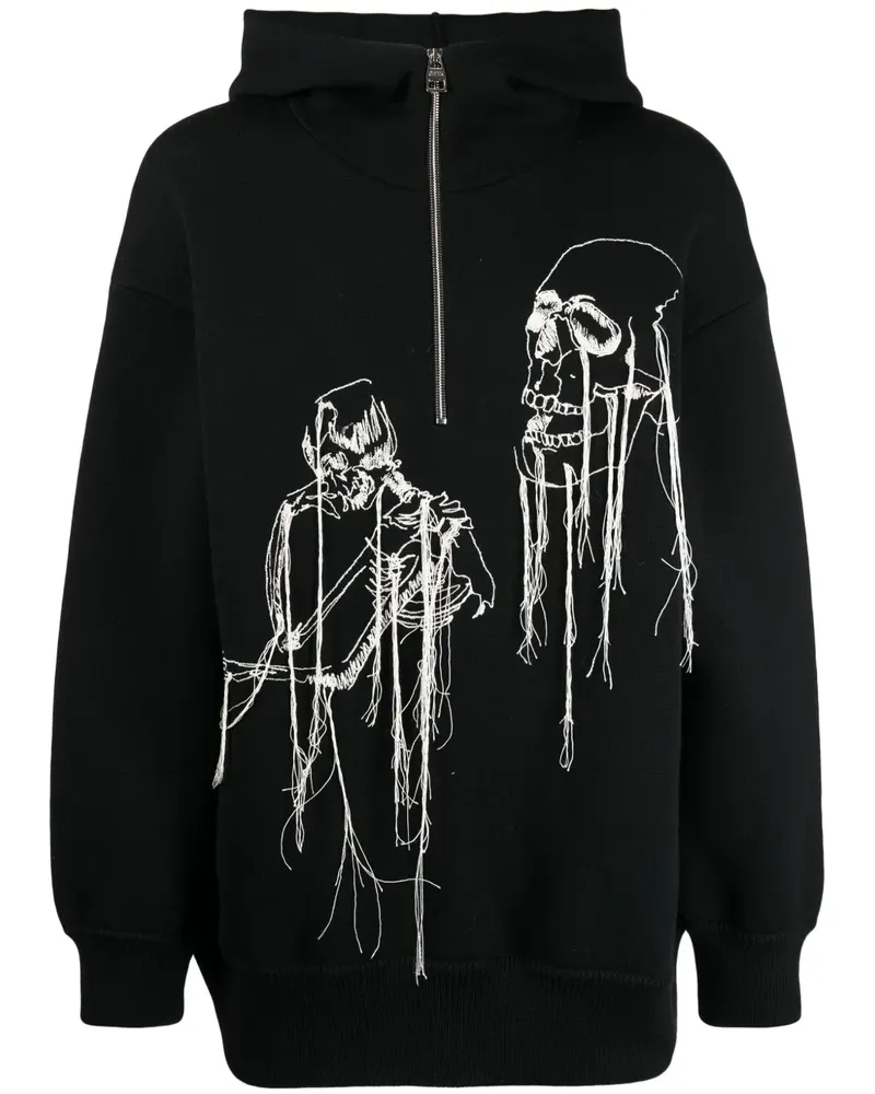 Alexander McQueen Gestrickter Hoodie mit Totenkopf-Print - Schwarz Schwarz
