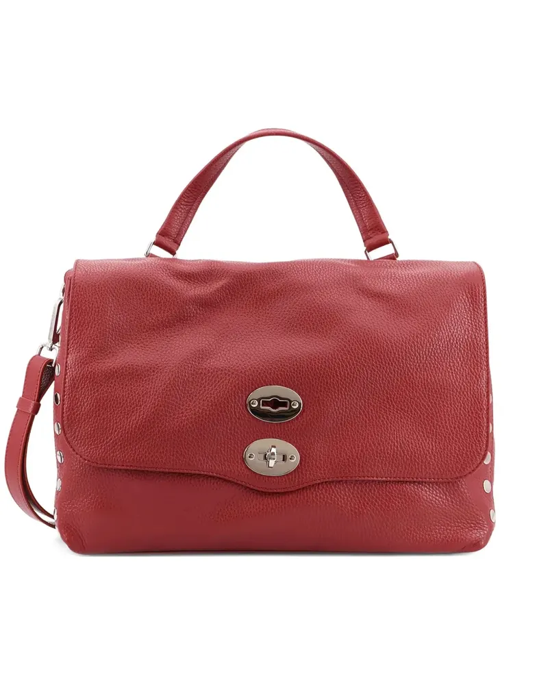 Zanellato Postina M flap metal leather shoulder bag - Rot Rot