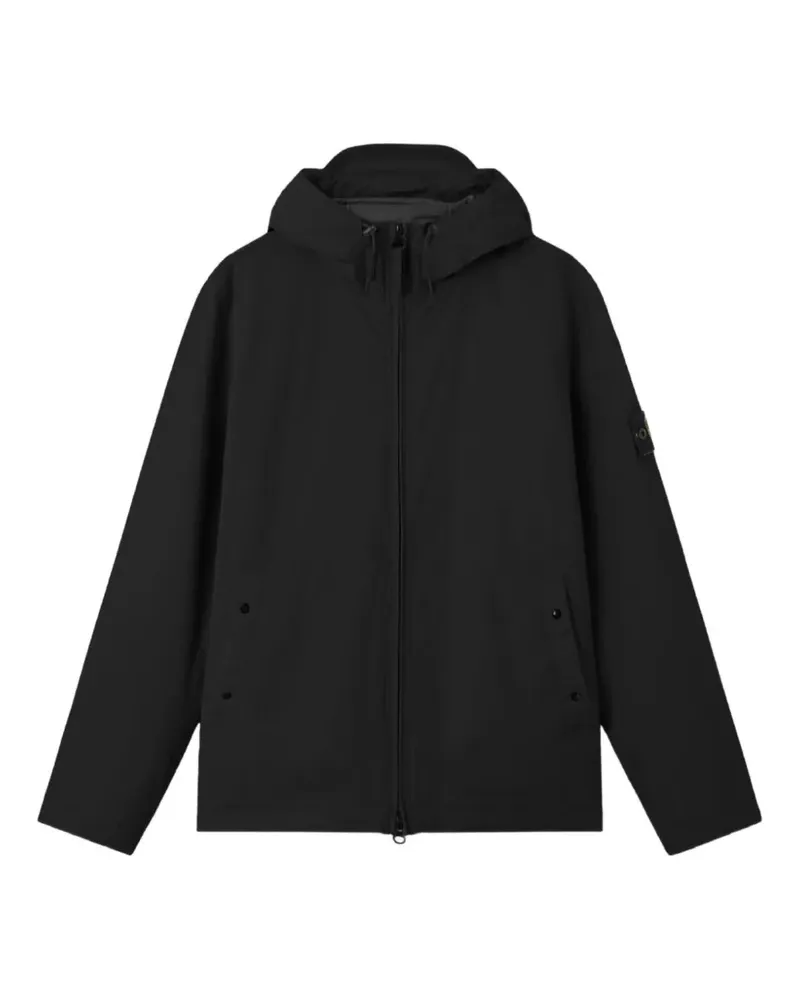 Stone Island 4100108 Soft Shell-R_E.Dye® Technology hooded jacket with wind- and water-resistant membrane - Schwarz Schwarz