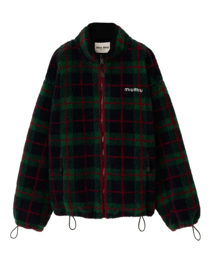Miu Miu Karierte Jacke mit Reißverschluss - Grün Grün