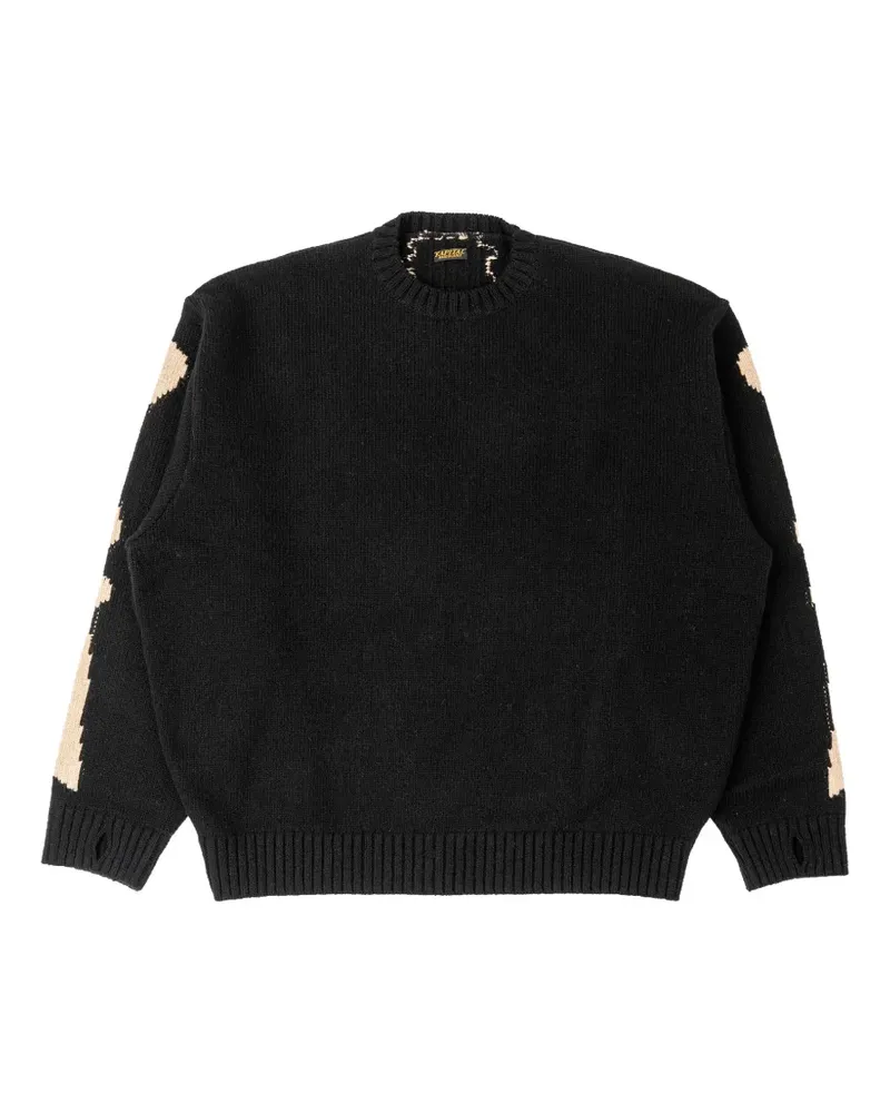 KAPITAL Pullover mit Knochen-Intarsie - Schwarz Schwarz