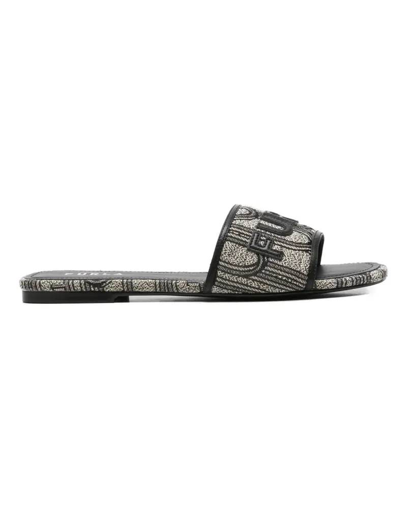 Furla Brezza monogram-pattern flat sandals - Schwarz Schwarz
