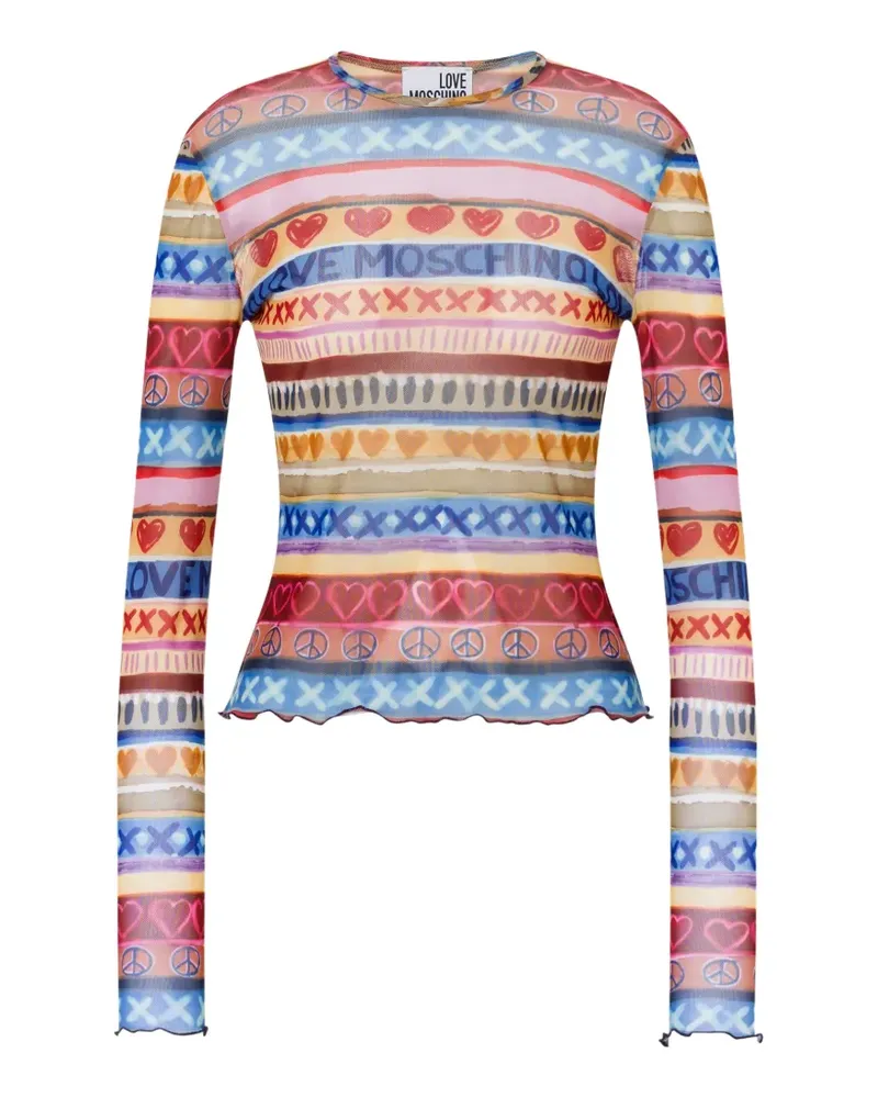 Moschino printed mesh T-shirt - Blau Blau