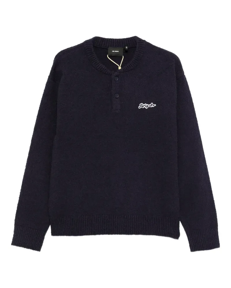 Axel Arigato Tag logo-patch henley sweater - Blau Blau
