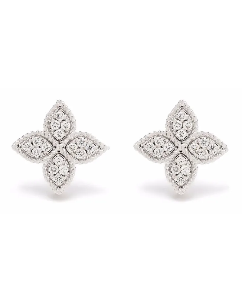 Roberto Coin 18kt Princess Flower Weißgoldohrstecker mit Diamanten - Silber Silber