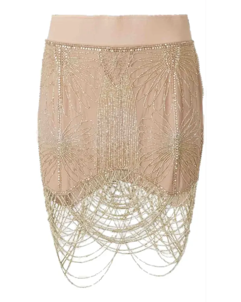 ATTICO bead-embellished Petite Chandelier mini skirt - Nude Nude