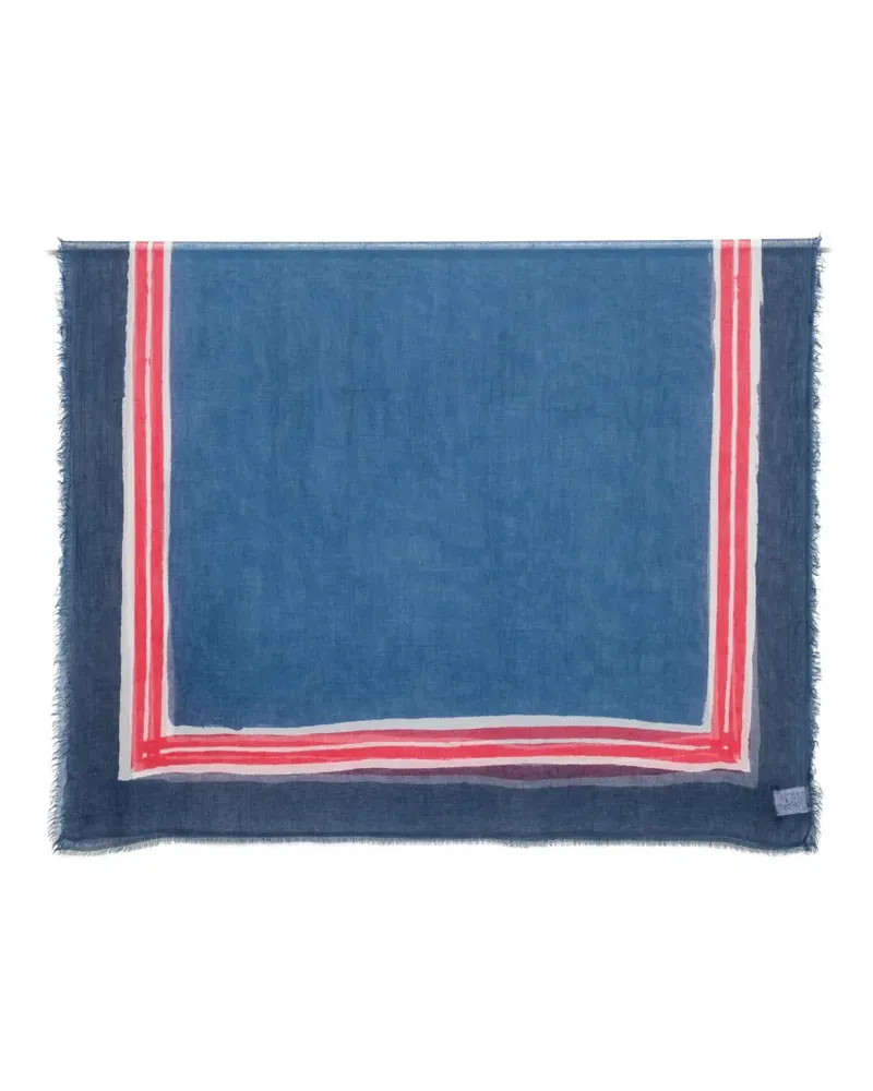 Faliero Sarti stripe-pattern frayed scarf - Blau Blau