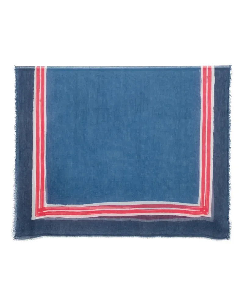Faliero Sarti stripe-pattern frayed scarf - Blau Blau