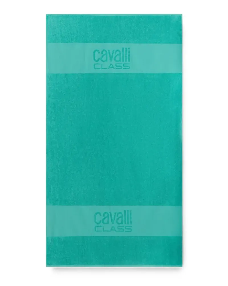 Roberto Cavalli logo-jacquard cotton beach towel - Grün Grün