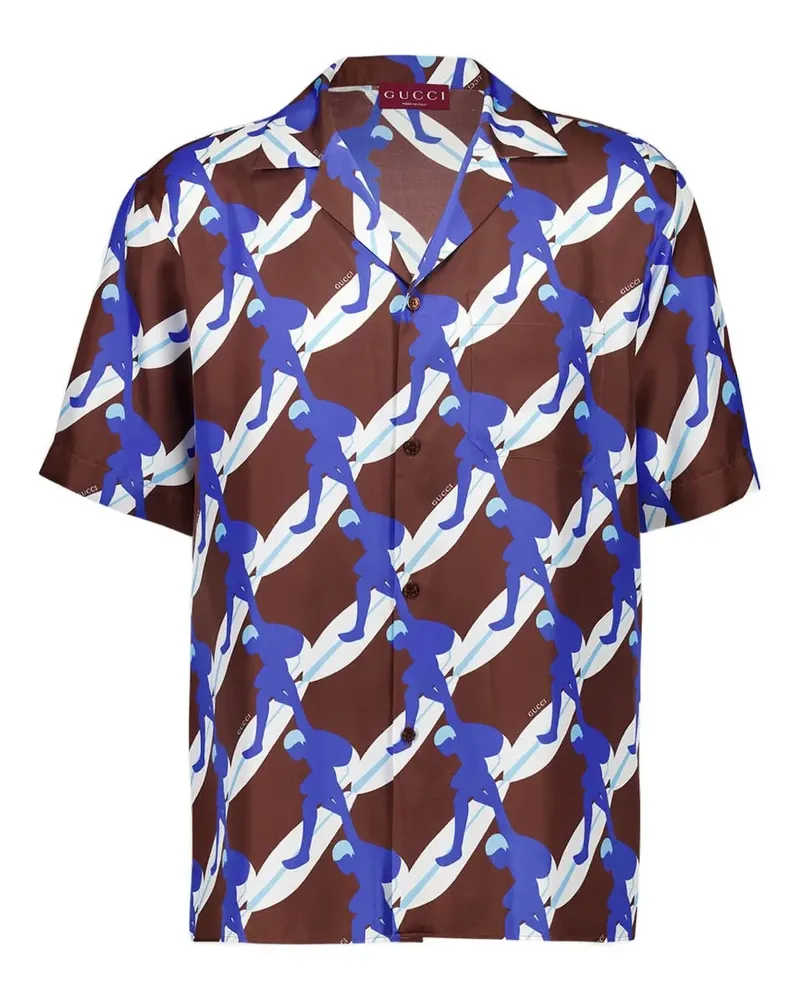 Gucci Seidenhemd mit Print - Braun Braun