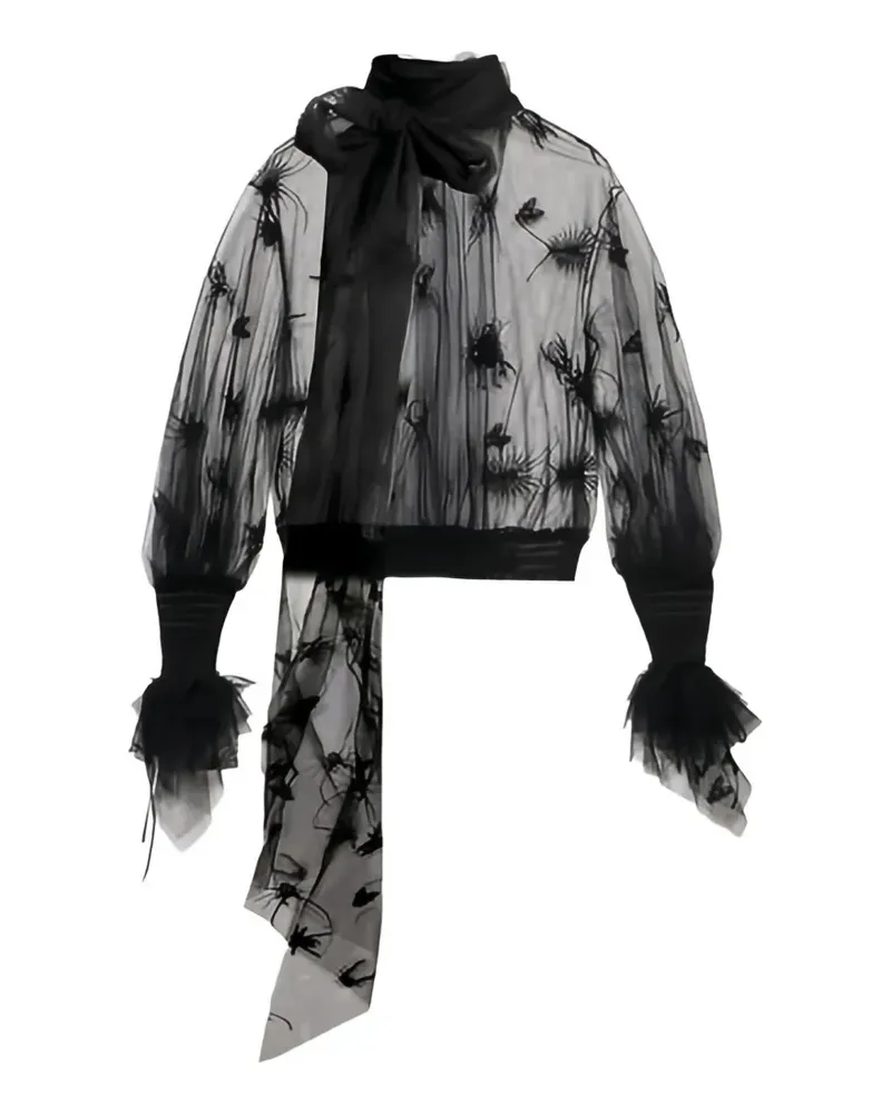 Blumarine insect-embroidered tulle blouse - Schwarz Schwarz