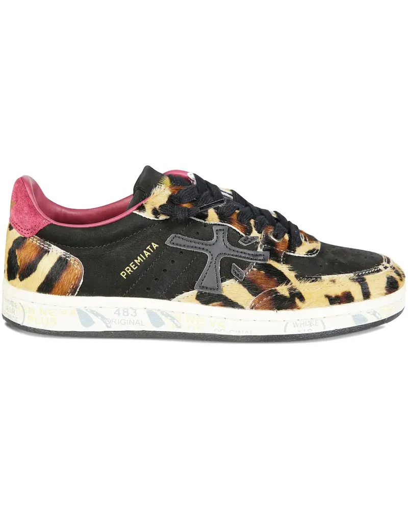 Premiata Sneakers mit Leoparden-Einsatz - Schwarz Schwarz