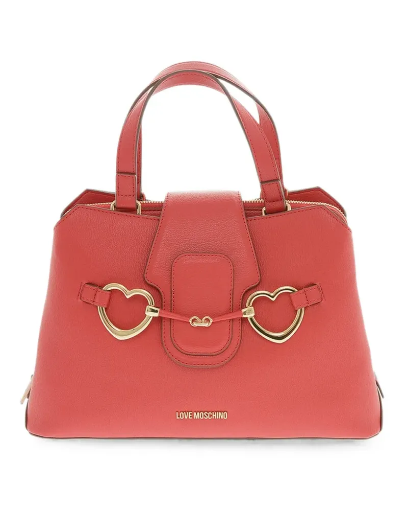 Moschino heart-motif grained-effect tote bag - Rot Rot